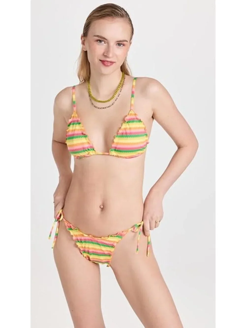 L*Space Women's Roger Bitsy Bikini Bottoms in Under The Sun Stripe New